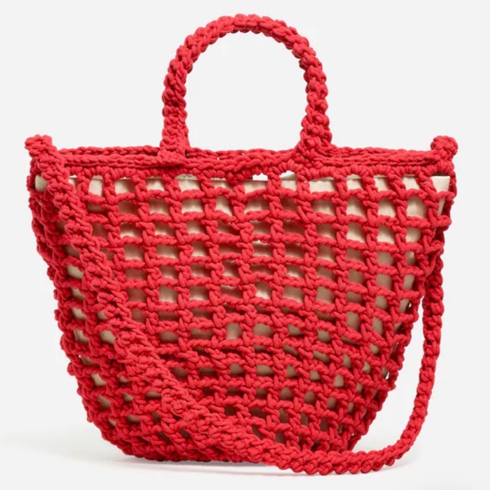 Madewell Crocheted Crossbody Red Tote Shoulder Bag ❤️